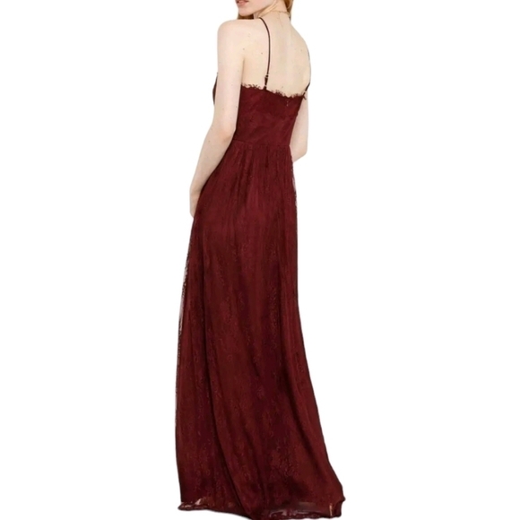 Heartloom Eloise Halter Lace Maxi Gown Dress Burgundy Eyelash Scalloped Med NWT - Picture 5 of 12